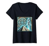 Womens Egypt Ancient Alien Pyramid Portal Art Graphic Vintage V-Neck T-Shirt