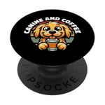 Canine And Coffee Chien à quatre pattes Wauwau Golden Retriever PopSockets PopGrip Adhésif