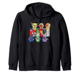 Marvel Mech Strike: Mechasaurs Avengers Heroes and Mechs Zip Hoodie