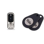 Yale Smart Living YD-01-CON-NOMOD-CH Keyless Connected Ready Smart Door Lock, Touch Keypad, Compatible with Alexa, Chrome & P-YD-01-CON-RFIDT-BL Smart Door Lock Key Tags, Black, Pack of 2