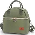 Vogshow 9L Sac Isotherme Repas Femme Bureau Enfant Double Couche Lunch Bag Petit Glaciere Souple Isotherme Sac Lunch Box Imperméable pour Pique-Nique/Plage/Voyager(Vert)