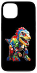 Coque pour iPhone 13 Jeu de briques T-Rex pour les amateurs de dinosaures