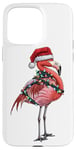 iPhone 15 Pro Max Cute Pink Flamingo Christmas Hat Xmas Case