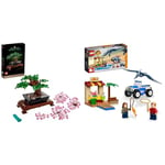 LEGO 10281 Icons Bonsai Tree Set, Plants Home Décor Set with Flowers, DIY Projects, Relaxing Creative Activity & 76943 Jurassic World Pteranodon Chase Dinosaur Toy Set with 2 Minifigures and Buggy Car