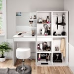 Vicco - Coiffeuse Isabelle, Blanc, 60 cm avec tabouret et armoire