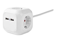 Nedis Exsoc415ufwt - Effektband - Ac 220-240 V - 3680 Watt - Ingång: Typ F - Utgångskontakter: 4 (2 X Usb, 4 X Ström Typ F) - 1.5 M Sladd - Vit