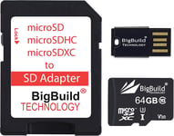 64 Go 100 Mo/s Ultra Rapide microSD Carte mémoire pour Mobile de Wiko Y60, Wiko Y80, Classe 10 U3 V30