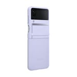 Coque pour Samsung Z Flip 4 en Cuir Compatible, Charge Sans Fil, Gris lavande