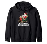 Cats For Everybody Christmas Cat Funny Xmas Santa Zip Hoodie