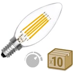 Ledbox - Lot de 10 ampoules led E14 cob 6W, dimmable, blanc chaud 2700K,