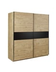 Armoire 200cm pour chambre à coucher avec 2 portes coulissantes collection MORGANE coloris chêne doré