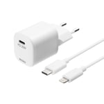 Deltaco Laddare 20W USB-C PD med USB-C-Lightningkabel 1 meter Vit