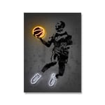 Graffiti Basket Spelare Canvas Målning Neon Effect Sport Star Poster Fotboll Vägg Konst Utskrifter För Rum Hem Inredning Bilder 12 20x30cm no frame