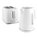 Salter Kettle and Toaster Set White Fast Boil 1.7L 2-Slice Wide Slot Glacier