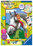 Ravensburger – Numéro d’Art format 18x24cm – Cheval à la cocarde – Loisir créatif – Kit de peinture par numéros – Avec autocollants – Activité créative – Dès 9 ans – 20095 – Version française