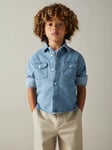 Reiss Kids' Mardin Chambray Shirt, Mid Blue