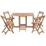 Ensemble de Jardin Pliable en Bois d'Acacia 4 Places Extérieur Table et Chaises