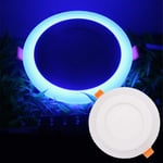 12W + 4W Round Edge Lit Blue Ring Cool White Spotlight Down Light Ceiling Recessed Slim Mains Voltage 240V Lighting Fixture Fitting Dual Colour Decorative Modern Lighting (1x)