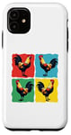 iPhone 11 Colorful Funny Chicken Art, Crazy Chicken Rooster Family Case