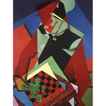 Wee Blue Coo Painting Metzinger Soldier At A Game Of Chess Art Print Poster Wall Decor 12X16 Inch