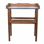 Table à plantes avec meuble bas Table à plantes en bois imprégné de balcon, durable avec compartiment de rangement et plaque en métal, LxlxH 78x38x86