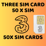 50 x new three network pay as you go sim card -- official pack UK