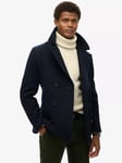 Superdry Merchant Wool Pea Coat, Eclipse Navy