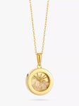 Rachel Jackson London Personalised Small Deco Sun Birthstone Amulet Necklace, Gold