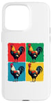 iPhone 15 Pro Max Colorful Funny Chicken Art, Crazy Chicken Rooster Family Case