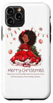 Coque pour iPhone 11 Pro Fille noire magique à la peau brune, mélanine, sœur de Noël