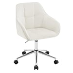 WOLTU Chaise Bureau, Chaise Coiffeuse, Fauteuil de Bureau Ergonomique, Chaise Pivotante, Siège Rembourré, Hauteur Réglable, Chaise Velours, Crème Blanc, BS145cm