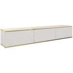 Mobilier1 - Meuble tv Lima 125, Blanc + Doré, Le nombre de portes: 0, Nombre de tiroirs: 0, 175x30x32cm