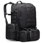 50L Taktisk Ryggsäck Militär Molle Väska 1000D Nylon Ryggsäck Sport Utomhus Resa Kamouflage Ryggsäck Black