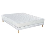 Ensemble Essenzia charme + Sommier Tradition + Pieds 80x190 Mousse - Blanc