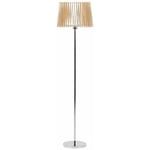 Lampadaire avec Abat-jour Effet Bois Clair sur Pied en Métal Chromé E27 Max 40W Éclairage Ambiant pour Salon ou Chambre Moderne et Glamour Beliani