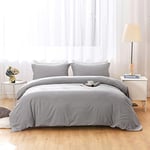 BBANGD Duvet Covers King Size - Ultra Soft and Breathable Bedding King Comforter Cover Set Washed Microfiber 3 Pieces with Zipper Closure Duvet Cover and 2 Pillow Shams (Grey)