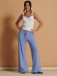 Jolie Moi Soft Knit Wide Leg Trousers, Grape Mist