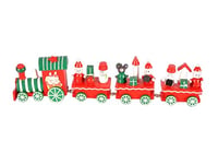 Ciao Christmas Train (25cm: Locomotive + 3 Wagons) Wooden Decoration, Red/Green