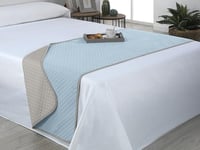 Estoralis - AVA | Chemins de lit Doux et Soyeux | Tissu matelassé réversible | Beige/Bleu Ciel | pour lit de 80/90 cm. (60 x 160 cm.) Couvre-lit de Couleur contrastée.