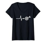 Womens Archery Target Heartbeat Monitor Arrow Bow Hunting Aim Gift V-Neck T-Shirt