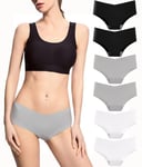 Culotte Femme Invisible sans Couture Slips Invisible sous-vêtements Souple Microfibre Sexy Shorties Bikini Culottes Noir/Gris/Blanc L