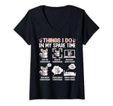 Womens Things I Do In My Spare Time Feed The Chinchillas Look At Ch V-Neck T-Shirt