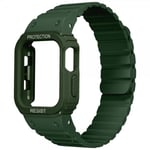 Apple Watch Ultra 1/2 49mm Armband med Skal Silikon Magnetstänging Grön