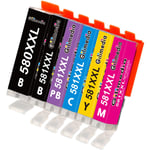 Gilimedia PGI-580XL CLI-581XL Ink Cartridges for Canon 580 581 XXL CLI-581 PGI-580 PGI-580XXL CLI-581XXL Ink for Canon Pixma TR8550 TS8350 TS8150 TS8100 TS8351 TS8250 TS705 TS8251 TS9150 (6 Pack)