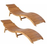 Casaria 2x Chaise longue en bois d'acacia certifié FSC® Pliable Fonction valise Ergonomique Chaise longue de jardin Chaise longue en bois