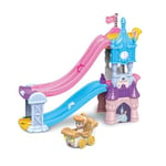 VTech - Tut Tut Bolides Disney Princesses, Le Château-Toboggan Enchanté avec Carrosse de Mariage de Cendrillon, Circuit Voitures, 2 Zones Magiques, Cadeau Enfant de 1 An à 5 Ans - Contenu en Français