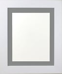 FRAMES BY POST Metro White Picture Photo Frame with Dark Grey Mount 60 x 80cm For Pic Size 50 x 70cm (Plastic Glass)