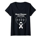 Womens Heart Disease Awareness Keep The Beat Cardiac Disease V-Neck T-Shirt