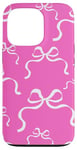 Coque pour iPhone 13 Pro Imprimé Coquette Nœuds Rose Fuchsia et Blanc