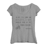 T-Shirt Femme Col Echancré Citations Célèbres Albert Einstein La Vie C'est Comme Une Bicyclette Il Faut Avancer Pour Ne Pas Perdre L'équilibre